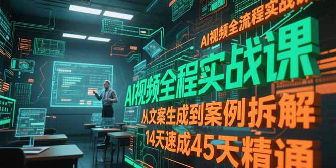 AI视频全流程实战课，从文案生成到案例拆解，14天速成45天精通-4158创业网