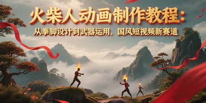 火柴人动画制作教程：从拳脚设计到武器运用，国风短视频新赛道-4158创业网