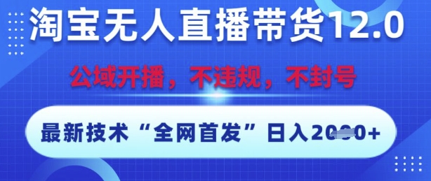 淘宝无人直播带货12.0，最新技术，不封号，不违规，操作简单，开播爆单，日入多张【揭秘】-4158创业网
