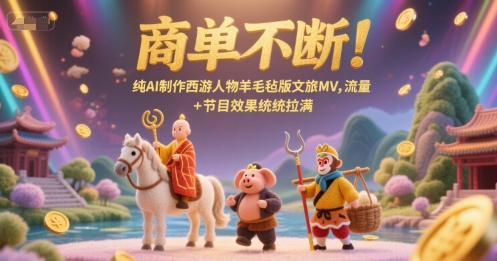 商单不断！纯AI制作西游人物羊毛毡版文旅MV，流量+节目效果统统拉满-4158创业网
