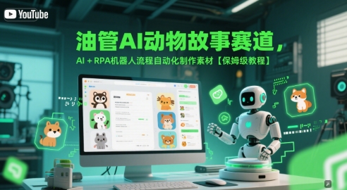 油管AI动物故事赛道，AI+RPA机器人流程自动化制作素材【保姆级教程】-4158创业网