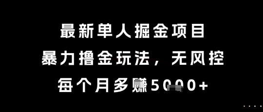 最新单人掘金项目，暴力撸金玩法，无风控，每个月多挣5k+【揭秘】-4158创业网