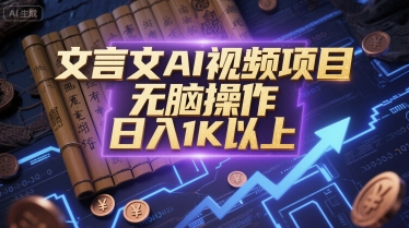 文言文AI视频项目，无脑操作，日入1K以上-4158创业网