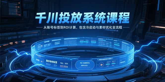 千川投放系统课程，从账号标签到ROI计算，包含冷启动与素材优化全流程-4158创业网